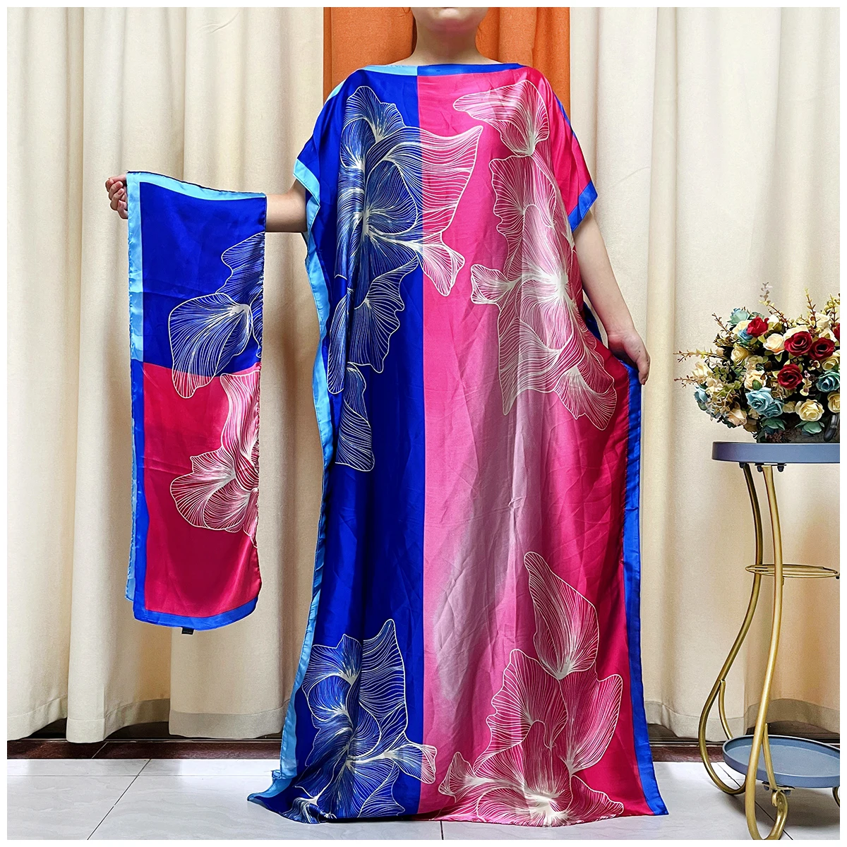 Лидер продаж шелковая одежда большого размера для африканских женщин 2 предмета