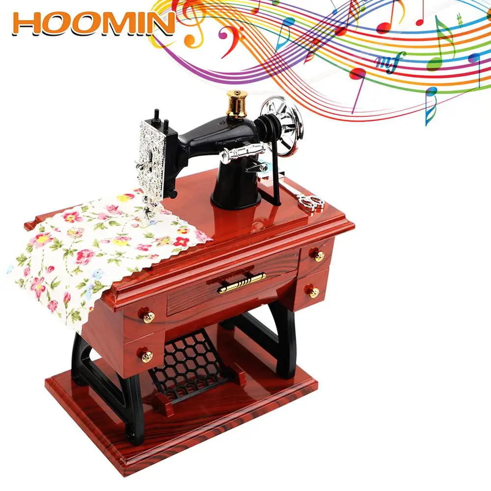 

Christmas Gift New Year Gift Birthday Gifts Hand Crank Vintage Music Boxes Mini Sewing Machine Style Music Box Home Decor