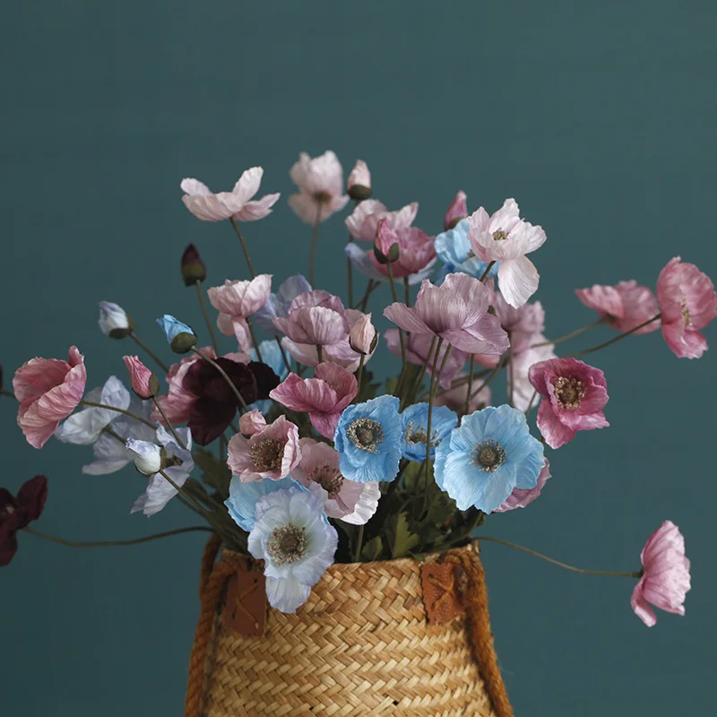 Autumn Color Artificial Poppy Flower Photo Props Home Party Garden Wedding Bridal Decoration