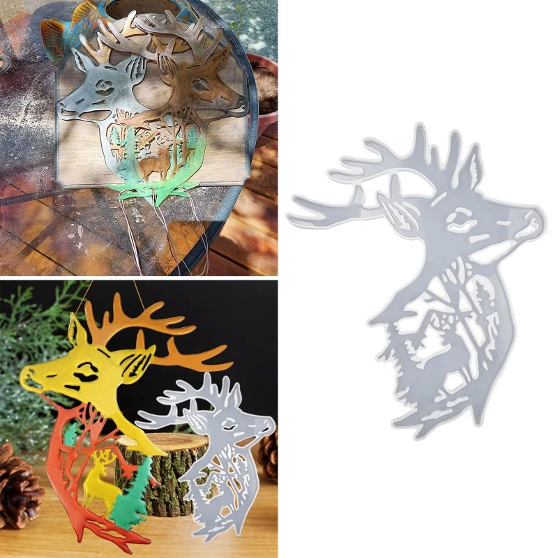 

Wall Hanging Resin Moulds Elk Shape Silicone Moulds Deer Epoxy Resin Mould for DIY Craft Christmas Home Decoration X3UD
