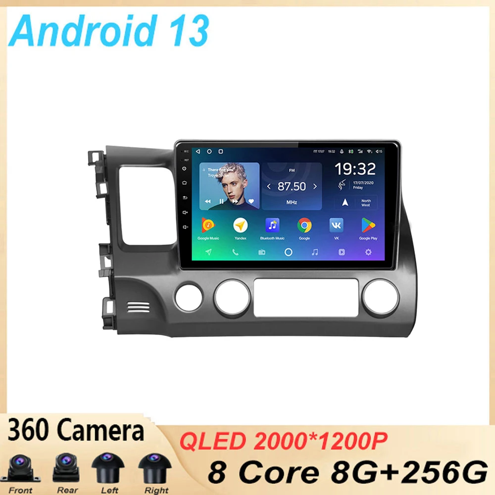 

9 " android 13 For Honda Civic 8 FK FN FD 2005 - 2012 Car Radio Multimedia Video Player Navigation auto adapter GPS BT wireless