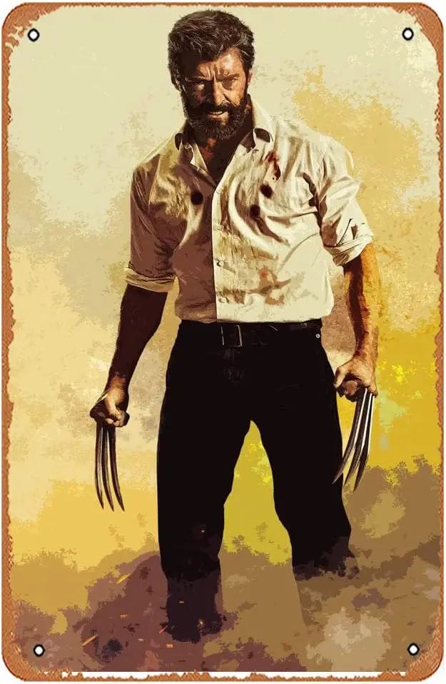 Vntge Tn Sgn Wolverne Xmen Hugh Jckmn Logn llustrton # 6 Muscl Br Pub Cfe Wll Ktchen Bthroo Плакат Kroke Ретро Декор rt 8x12 nch