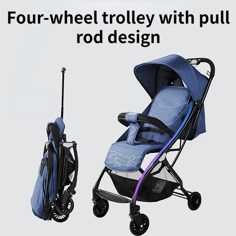

High Landscape Pull-rod Folding Baby Stroller Can Sit and Lie Down Portable S2 Model