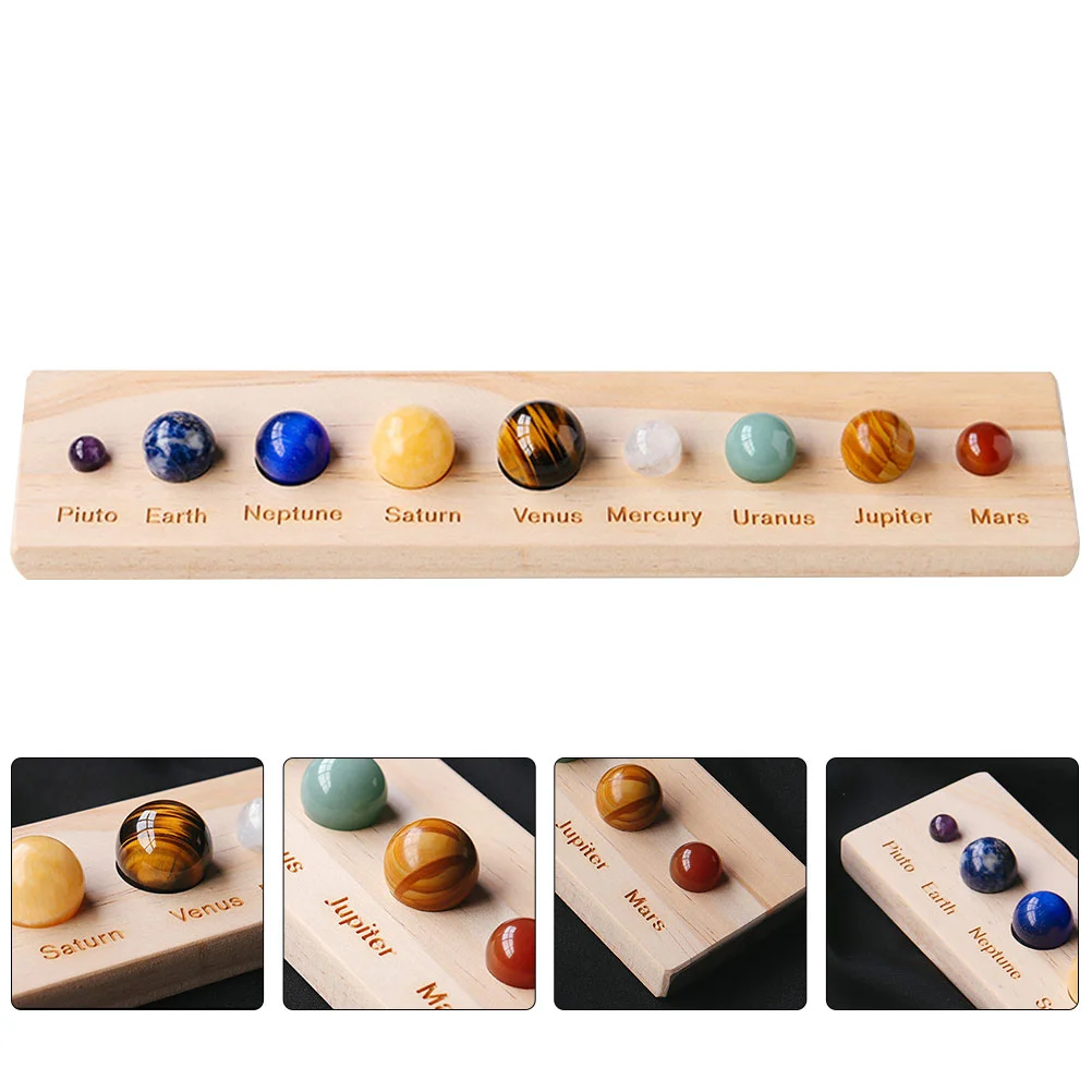 

Planet Crystal Ball Earth Ornament Planetarium Model Planets Gemstones Desk Sphere Figurines Wood 9 Planets Model Child