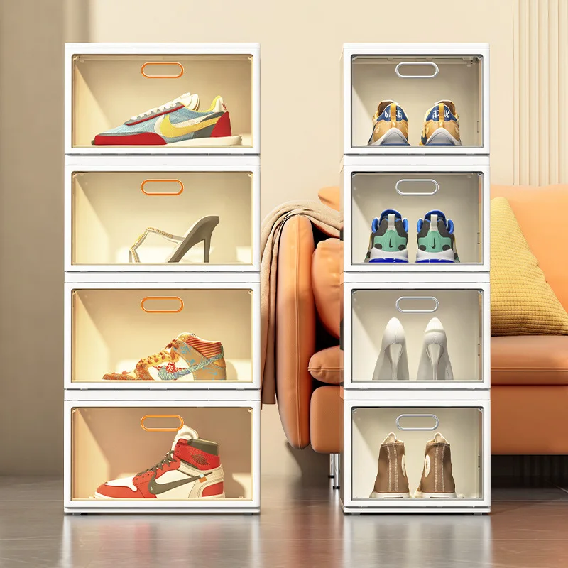 

Cabinets Free Installation Shoe Box Set Storage Box Transparent Shoe Storage Cabinet Net Celebrity Plastic Storage Folding Rack