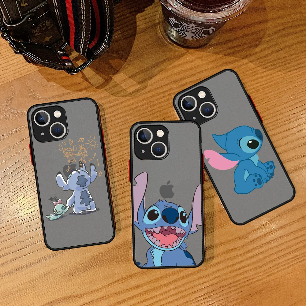 

Cartoon Stitch Cute Matte Case For Apple iPhone 13 11 Pro 12 7 XR X XS Max 8 6 6s Plus SE 2022 Hard Phone Cover