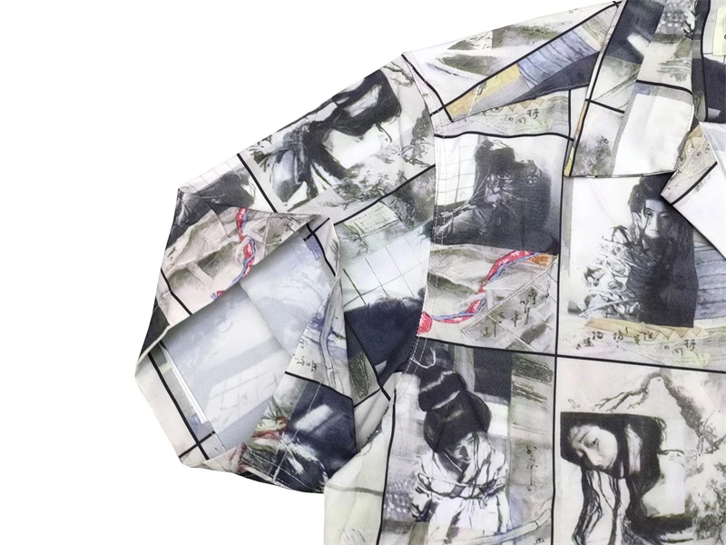WACKO MARIA Hawaiian Shirt Casual Ink Painting Print Men Women 1:1 Wacko Maria Oversize Shirt