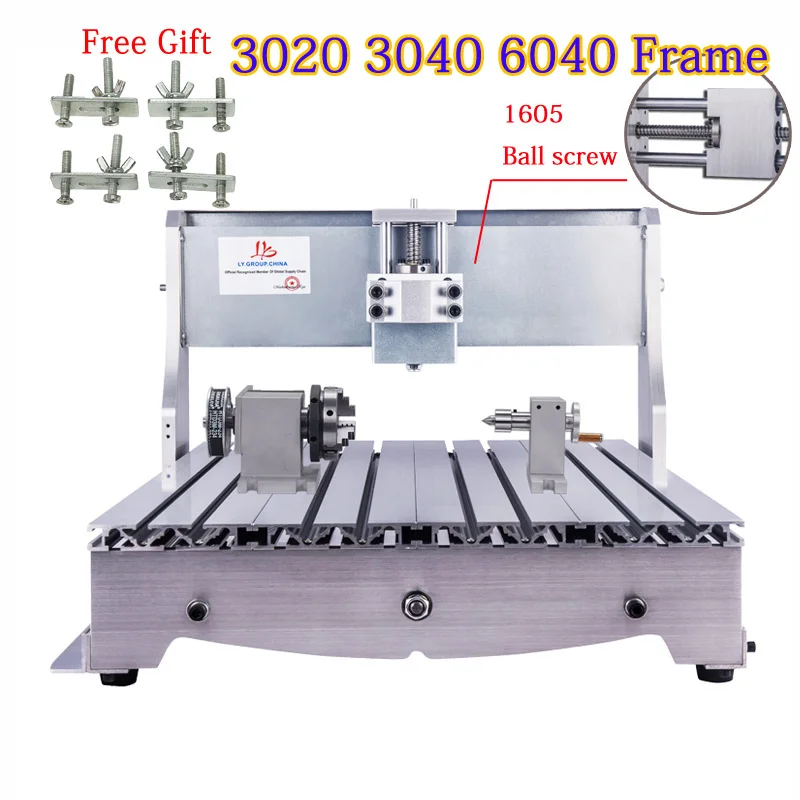 

LY Mini CNC Frame 3020 3040 6040 3 Axis 4 Axis 1605 Ball Screw CNC Wood Router Machine Engraver Milling Machine for DIY