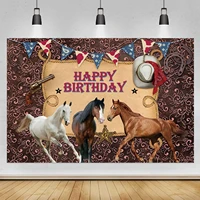 horse party photography backdrop cowgirl cowboy hat kids birthday party photo background photo booth props cosplay banner