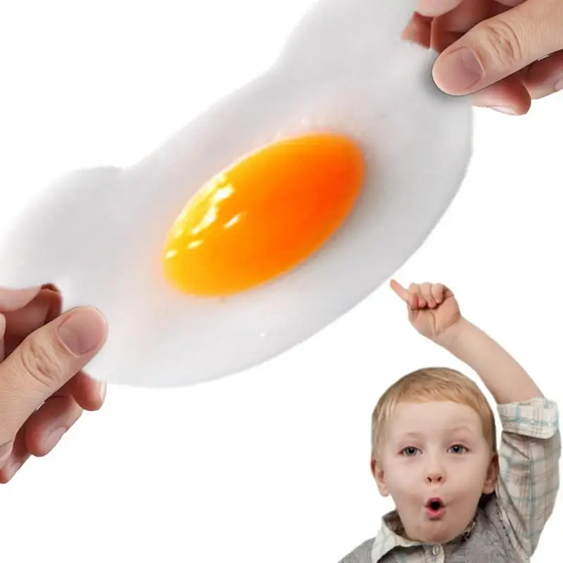 

Squeezing Eggs Realistic Fried Egg Sensory Fidget Toys Artificial Fake Food Novelty Prank Toy For Children & Adults Stress