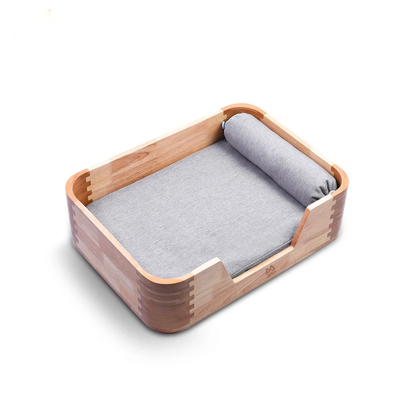 

Wholesale Washable Luxury Large Cat Pet Dog Bed with Cushion Wood Cat Nest