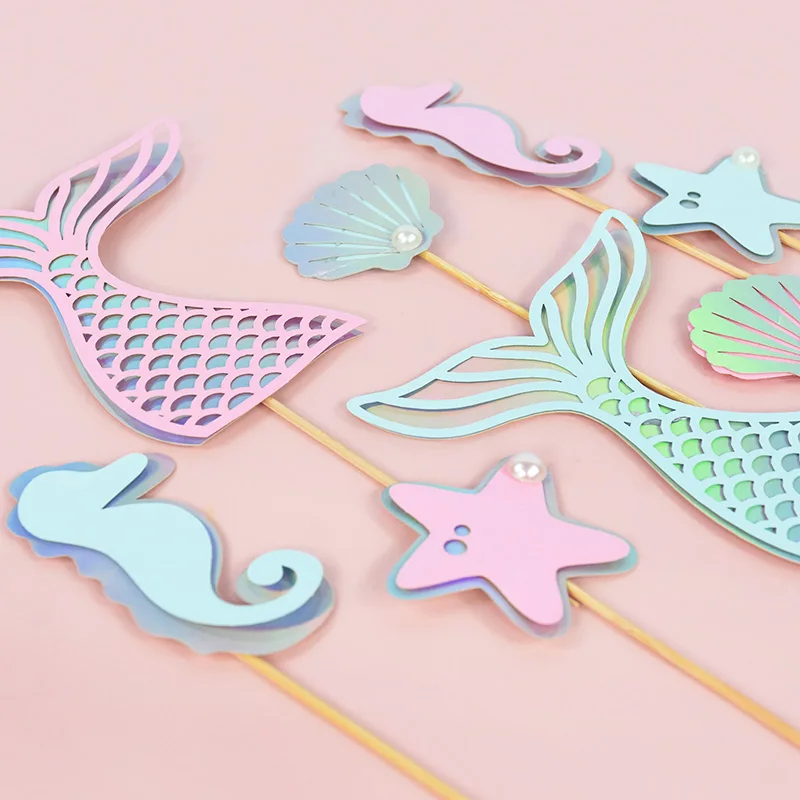 Тема русалки искусственные топперы для кексов детский душ украшение торта