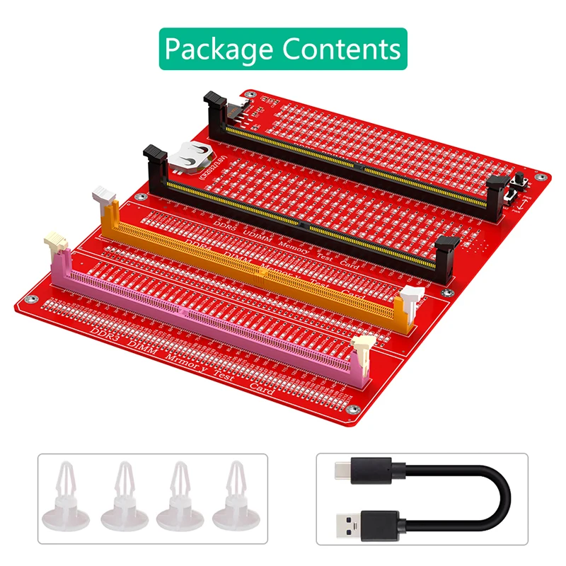 Тестер памяти DDR3/4/5 RDIMM/UDIMM со стандартным индикатором типа C Тестовая кнопка