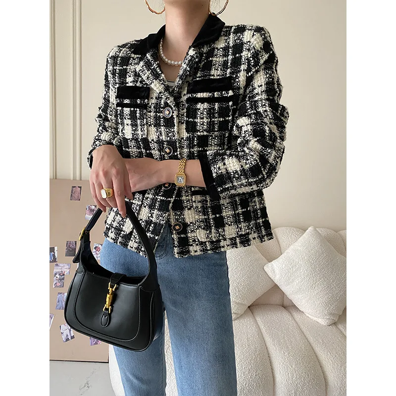 

Женский Осенний блейзер в клетку, в Корейском стиле