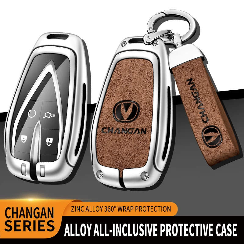 

Alloy Leather Car Remote Key Case Full Cover Protector Shell For Changan CS35PLUS CS55PLUS CS75PLUS 2019 Accessories Keychain