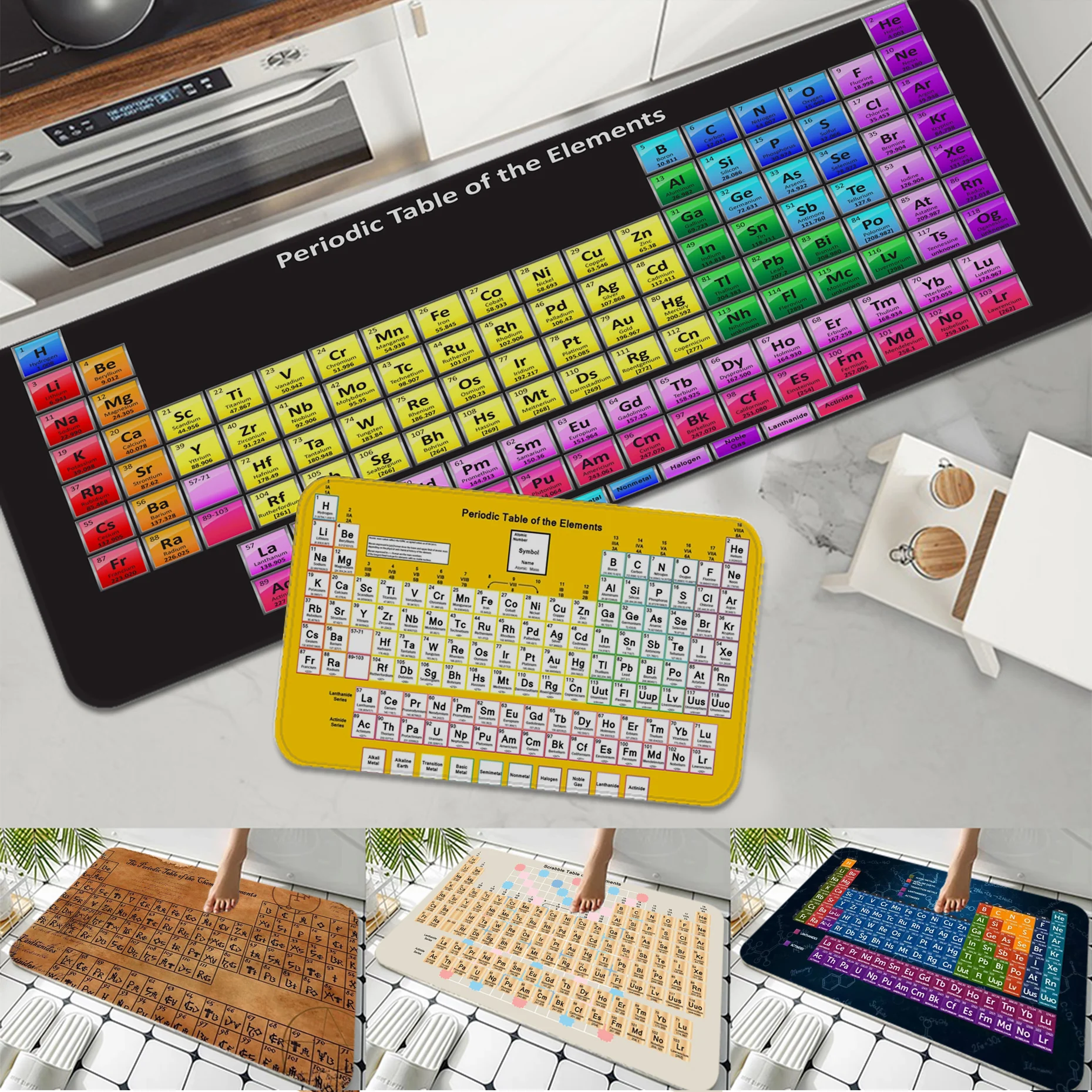 

Periodic Table of The Elements Kitchen Mat Doormat Bedroom Home Floor Decoration Living Room Carpet Hallway Bathroom Rug