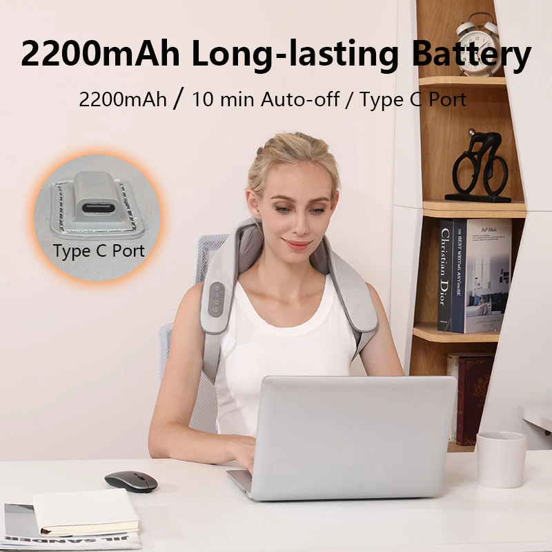 Беспроводной массажер для шеи и плеч Электрический спины мышц с подогревом шиацу