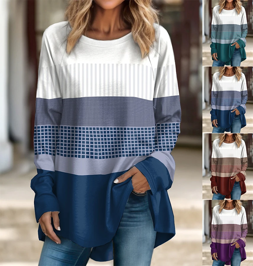 

Женский Повседневный Топ с длинным рукавом и круглым вырезом, в минималистичном стиле