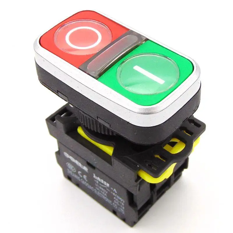 

Smart Home Control Start-stop Double Pushbuttons Switch With LED Lamp 10A 220V DC24V