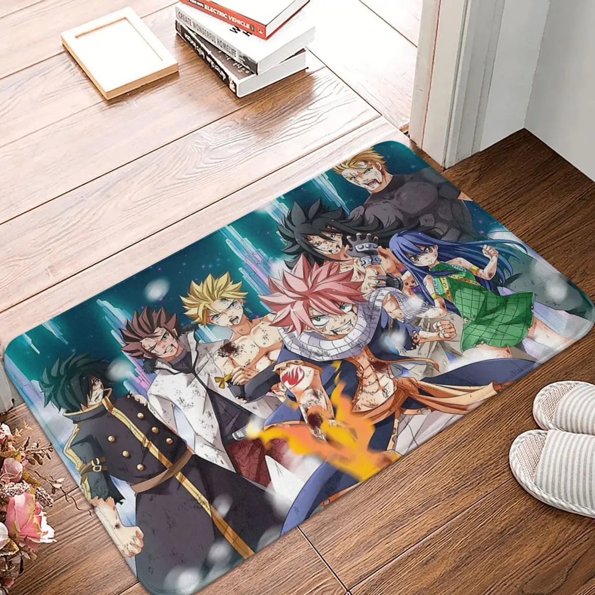 

Противоскользящий коврик с рисунком ролей для гостиной, матовый хвост, волшебные приключения, аниме, коврик для балкона Welcome, декоративный к...