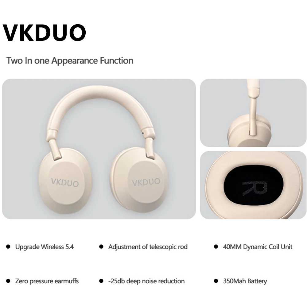 Фото Беспроводные спортивные наушники Vkduo Over the Ear Bluetooth 5.4 с микрофоном для звонков и тканевыми амбушюрами №2