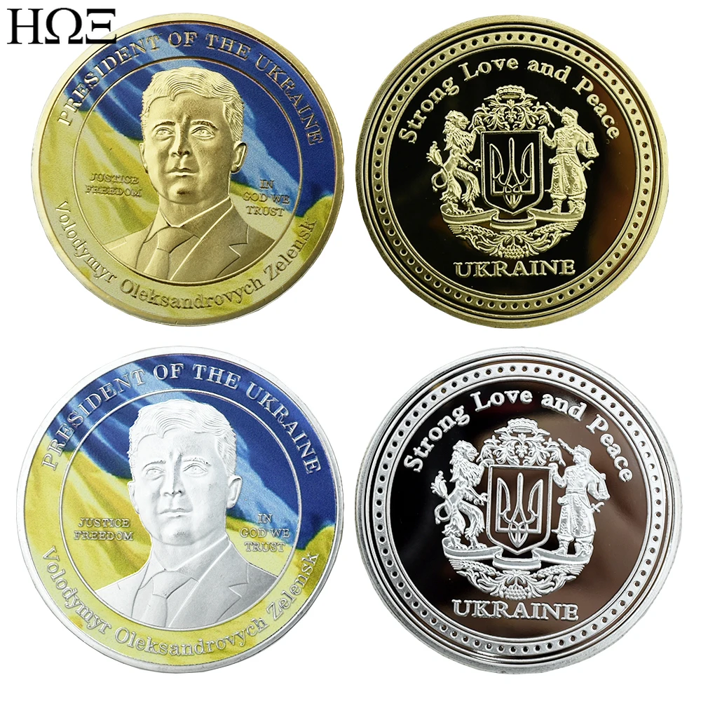 

2022 Ukrainian Presidential Challenge Coin Zelensky War Coin Embossed Three-dimensional Commemorative Coin Collection Gift