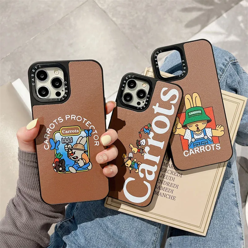 

Cartoon Rabbit Carrots PU Leather Phone Case Cover for IPhone 11 12 13 14 Pro Max Case for IPhone 14 Pro Max