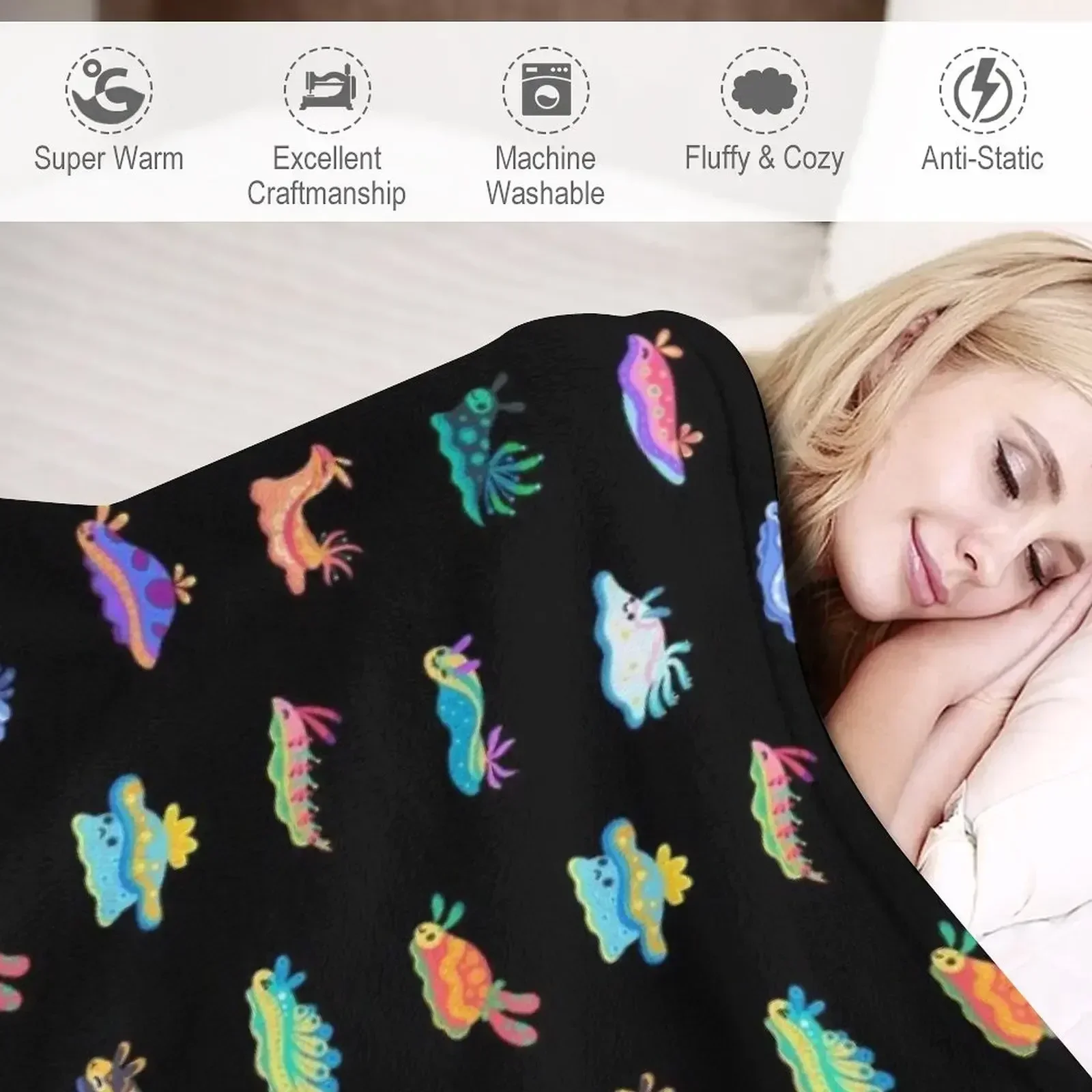 Морской слизник - черное одеяло теплое зимнее плюшевое