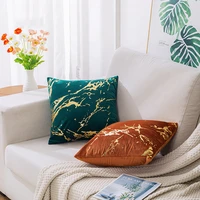 nordic light luxury cushion cover velvet marbling bronzing pillow case soft and skin friendly decorative pillow covers for sofa
