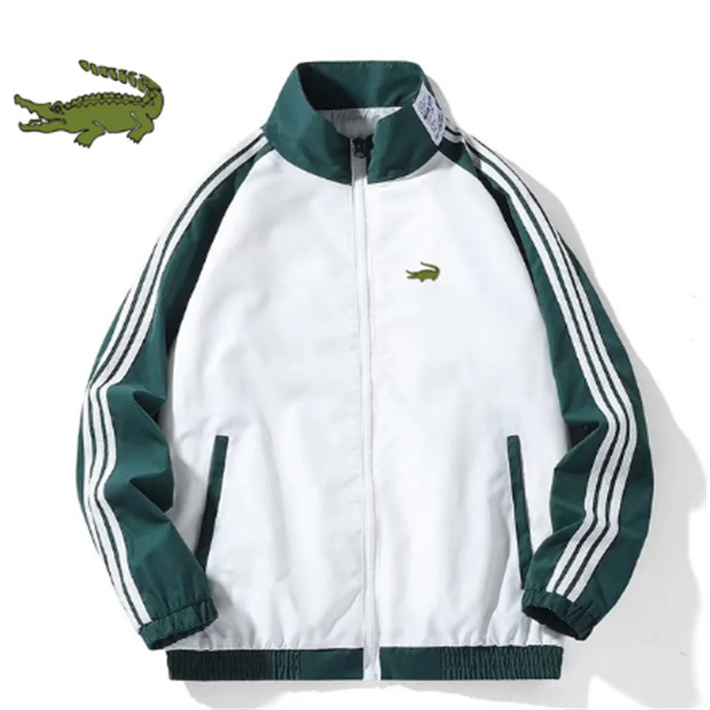 2022 Men's baseball uniform autumn new fashion trend cardigan zippered couple dress three-bar sports casual coat