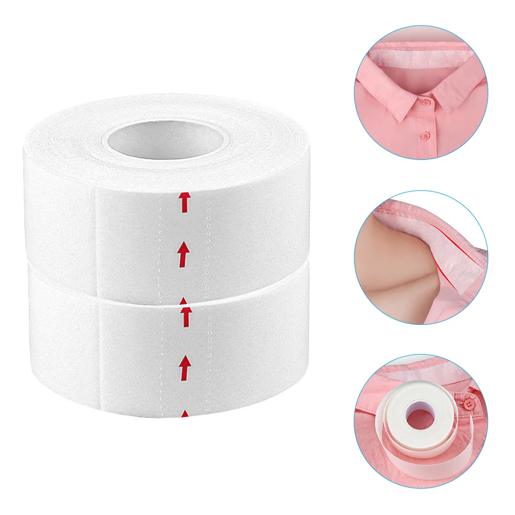 

2 Rolls Sweat Patch Pads Sweatproof Stickers Collar Hats Portable Absorption Pad Accessory White Hot Melt Adhesive Sticky