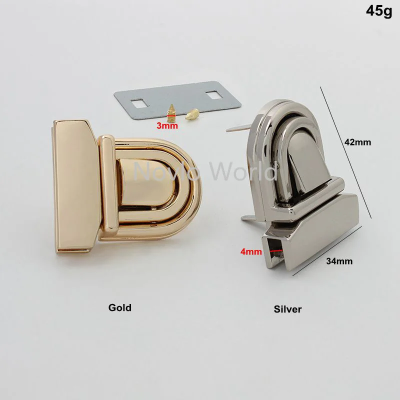 5-20 pieces 3 colors 42x34mm Shiny Color Tongue shaped New Push Lock for DIY Handbag Briefcase Purses Accessories