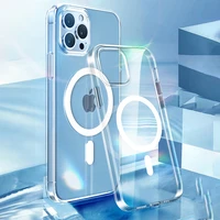 for magsafe magnetic wireless charging case for iphone 13 11 12 pro max mini xr x xs 7 8 plus se2 hard acrylic transparent cover