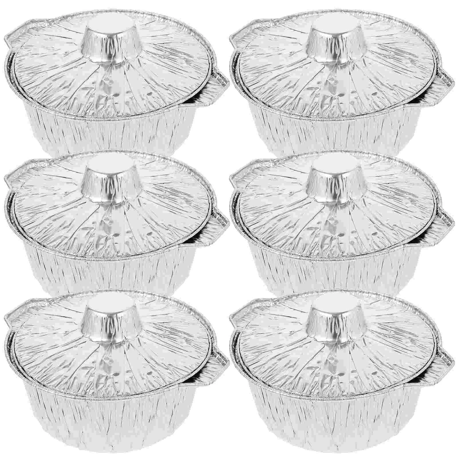 

Aluminum Round Foil Pan 6Pcs Disposable Food Container Lid Pie Tin Tart Pan Plates Baking Foil Pan Tinfoil Camping Pot Prepping