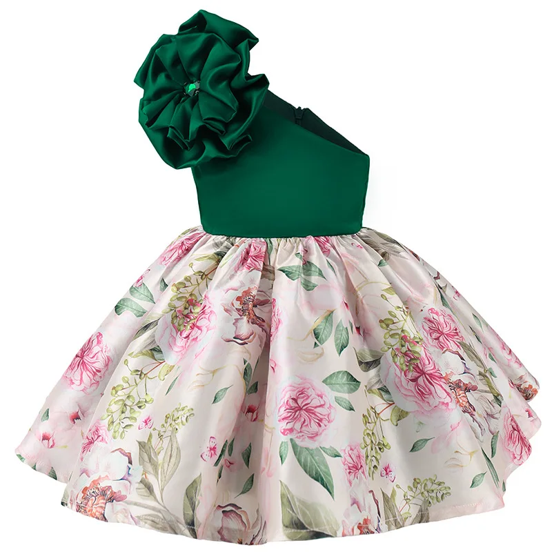 

Oblique Shoulder Children Evening Dresses For Girls Formal Prom Birthday Princess Dresses For Kids Halloween Party Dresses 1-7 Y