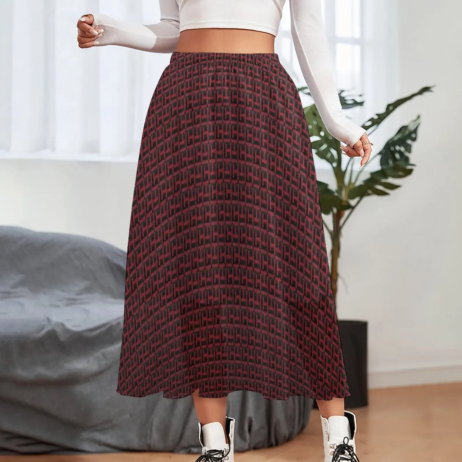 

Print Preppy Style Women Skirts Fasion A Line Long Skirts Chiffon Drape Feeling Ladies Casual Skirts Versatile Summer Beach Wear