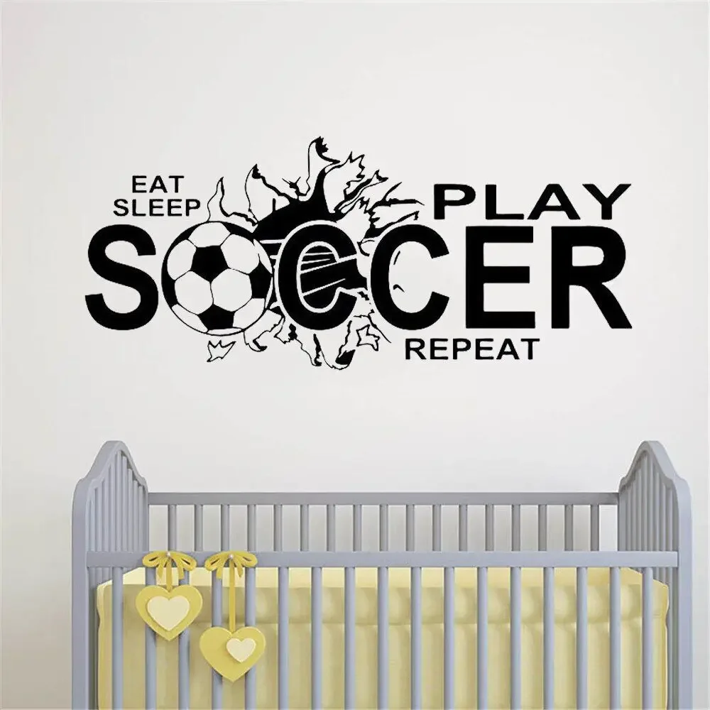 Настенная футбольная наклейка Eat Sleep Play SOCCER Vinyl наклейки на стену с цитатой дети