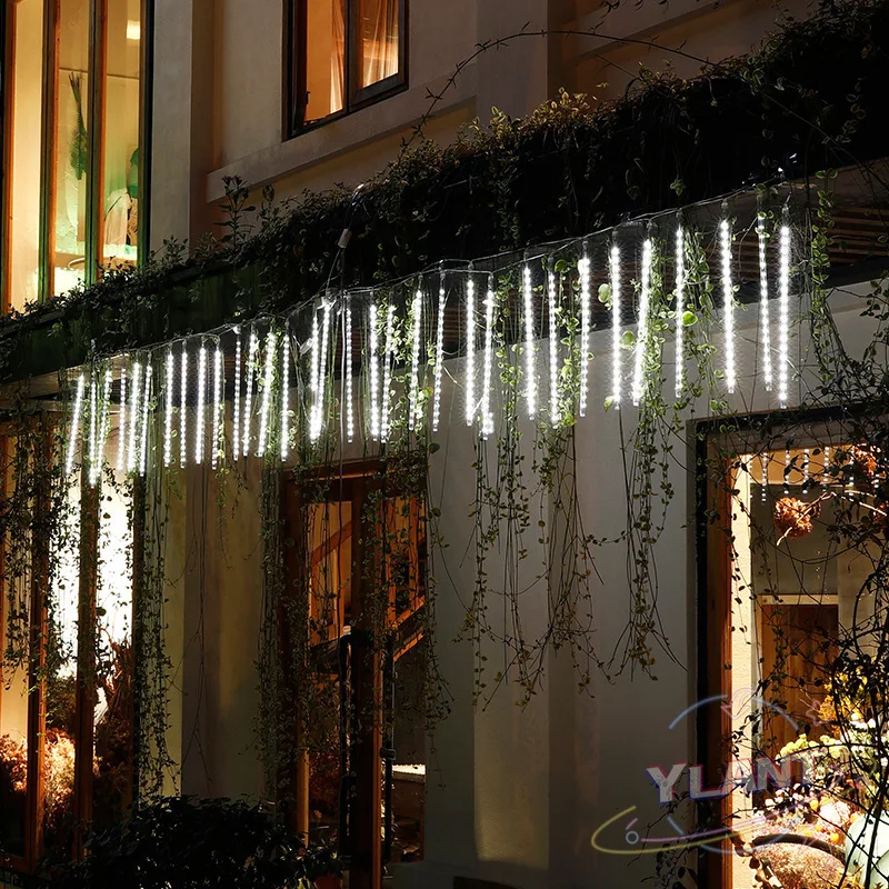 

2022New Year 30/50cm Outdoor Meteor Shower Rain 8 Tubes LED String Lights Waterproof For Tree Christmas Wedding Party Decoration