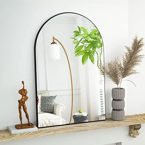 

x 38" Mirror Arched Bathroom Mirrors Aluminum Alloy Frame Contemporary Hanging Vanity Mirror for Bathroom Living Room Bedro