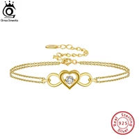 orsa jewels 14k gold heart love bracelet 925 sterling silver elegant infinity bracelets for women girls fine jewelry sb135