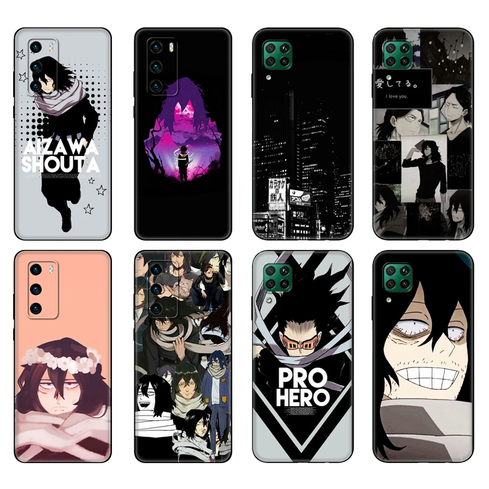 

Black tpu Case For Huawei P30 Lite P30 Pro P40 Case For Huawei P40 LITE E P Smart 2020 Case Cover Shota Aizawa My Hero