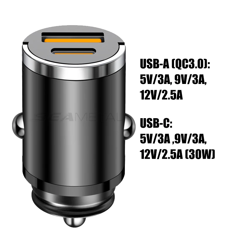 

Автомобильное Зарядное Устройство SEAMETAL 100W USB С Двумя Скрытыми Портами И Быстрой Зарядкой PD 30W Для iPhone, iPad