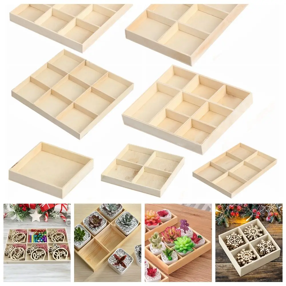

Storage Jewelry Display Pallet Plant Pot Stand Flowerpot Wood Tray Storage Wooden Box Desktop Organizer Bonsai Holder