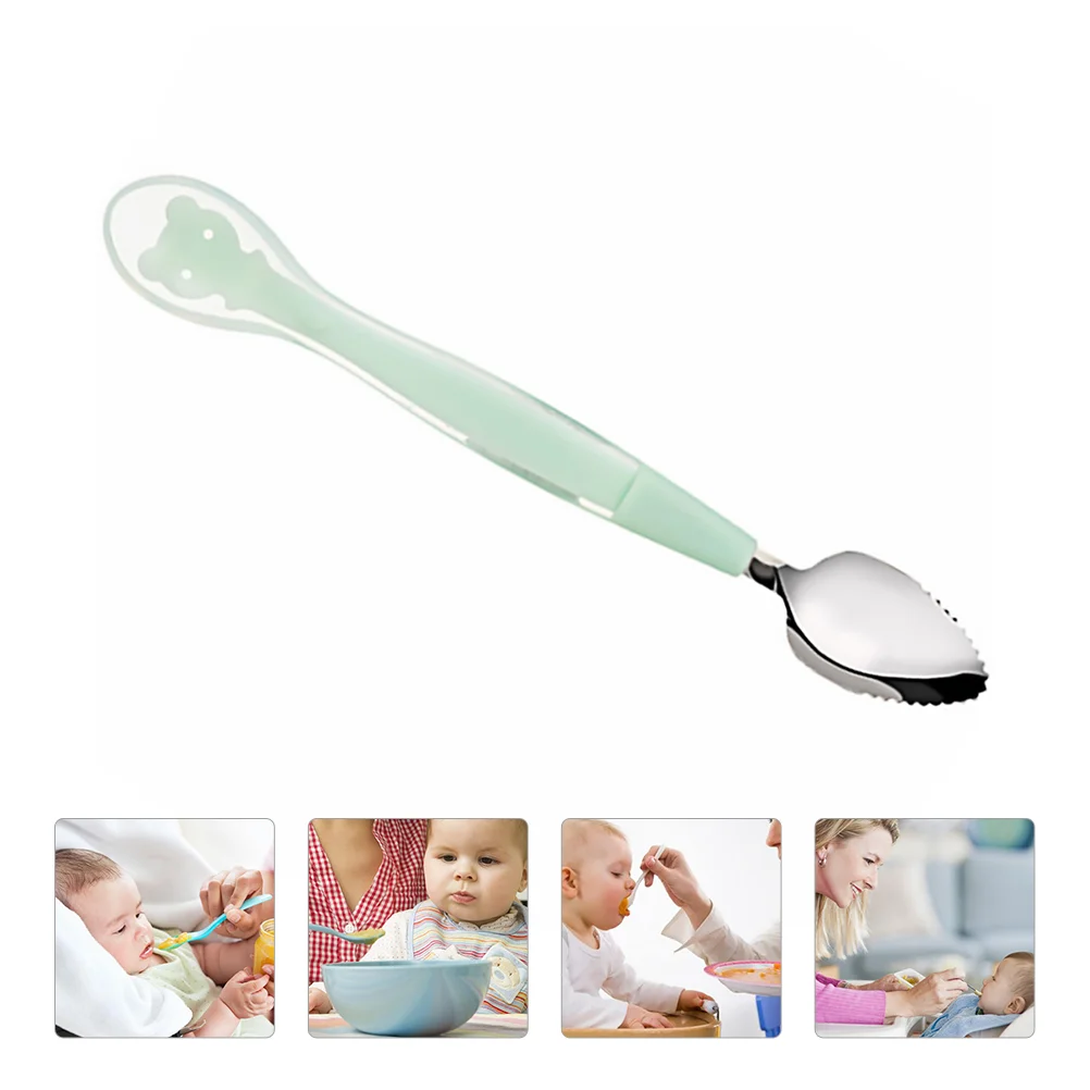 

Silicone Spoons Food Supplement Spoon Double-ended Baby Fruit Mud Silicone Scraping Kids Feeding Child