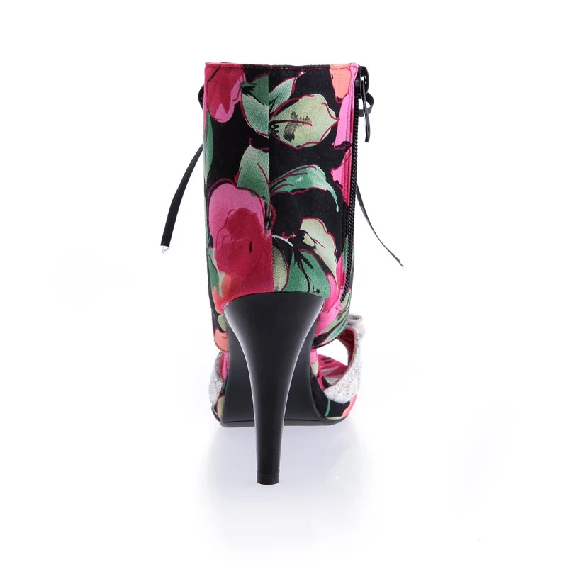 red retro sweet print satin bow-tie summer shoes woman platform sandals fashion cut-outs party wedding shoes female outdoor shoe