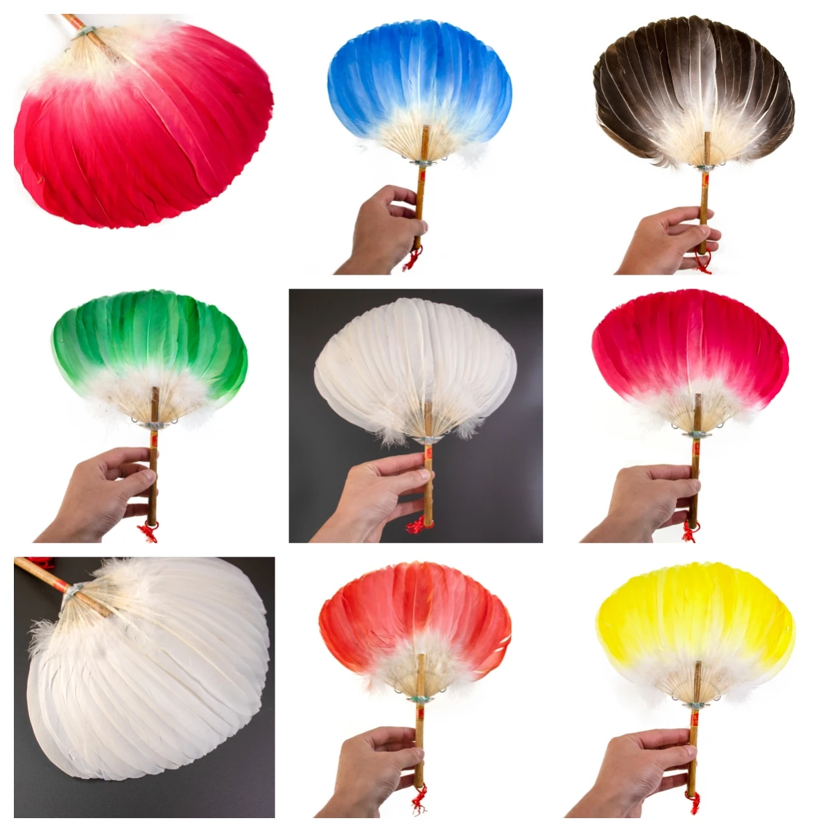 

1PCS New Colored Wild Goose Feathers Children Fan Stage perform Children's Day Dance Party Decor Plumes Characteristic Held Fans
