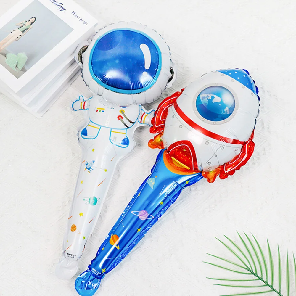 

5Pcs Space Astronaut Rocket Balloons Foil Inflatable Stick Galaxy Outer Space Theme Birthday Party Decorations Kids Baby Shower