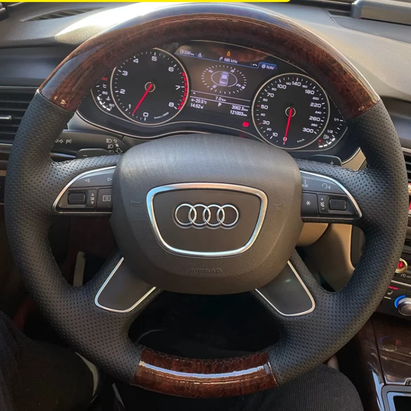 

Для Audi A6 A4 Q5 Сделай Сам кожа углеродное волокно интерьер автомобиля ручная работа чехол рулевого колеса