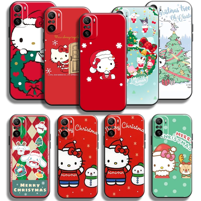 

Hello Kitty Kuromi Christmas For Xiaomi Redmi K40 Pro Gaming Phone Case Soft Liquid Silicon Silicone Cover Funda Back Carcasa