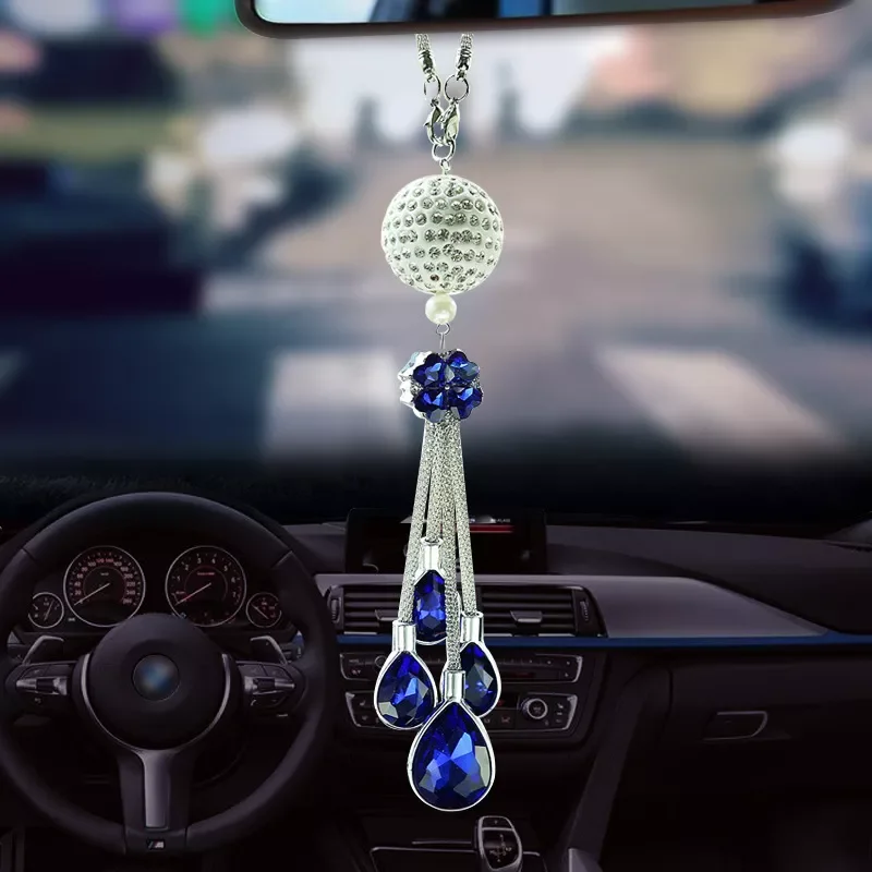 

AUTO PARTS Car Rear View Mirror Pendant Metal Crystal Ball Diamond Decorative Suspension Hanging Ornaments Gifts Car Interior St